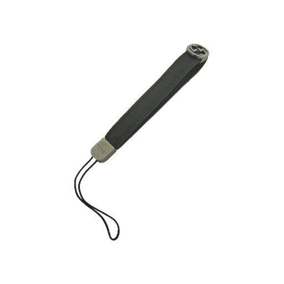 Authentic GUCCI Cell Phone Key Charm Strap Lanyard Leather Black Logo Designer - Picture 1 of 10